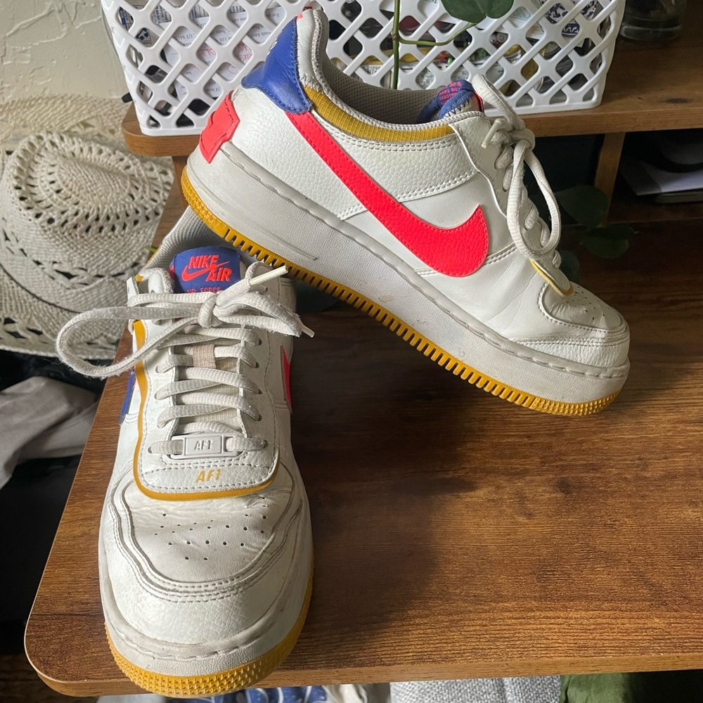 Nike Air Force 1 Sneakers with Pink and Blue Accents
